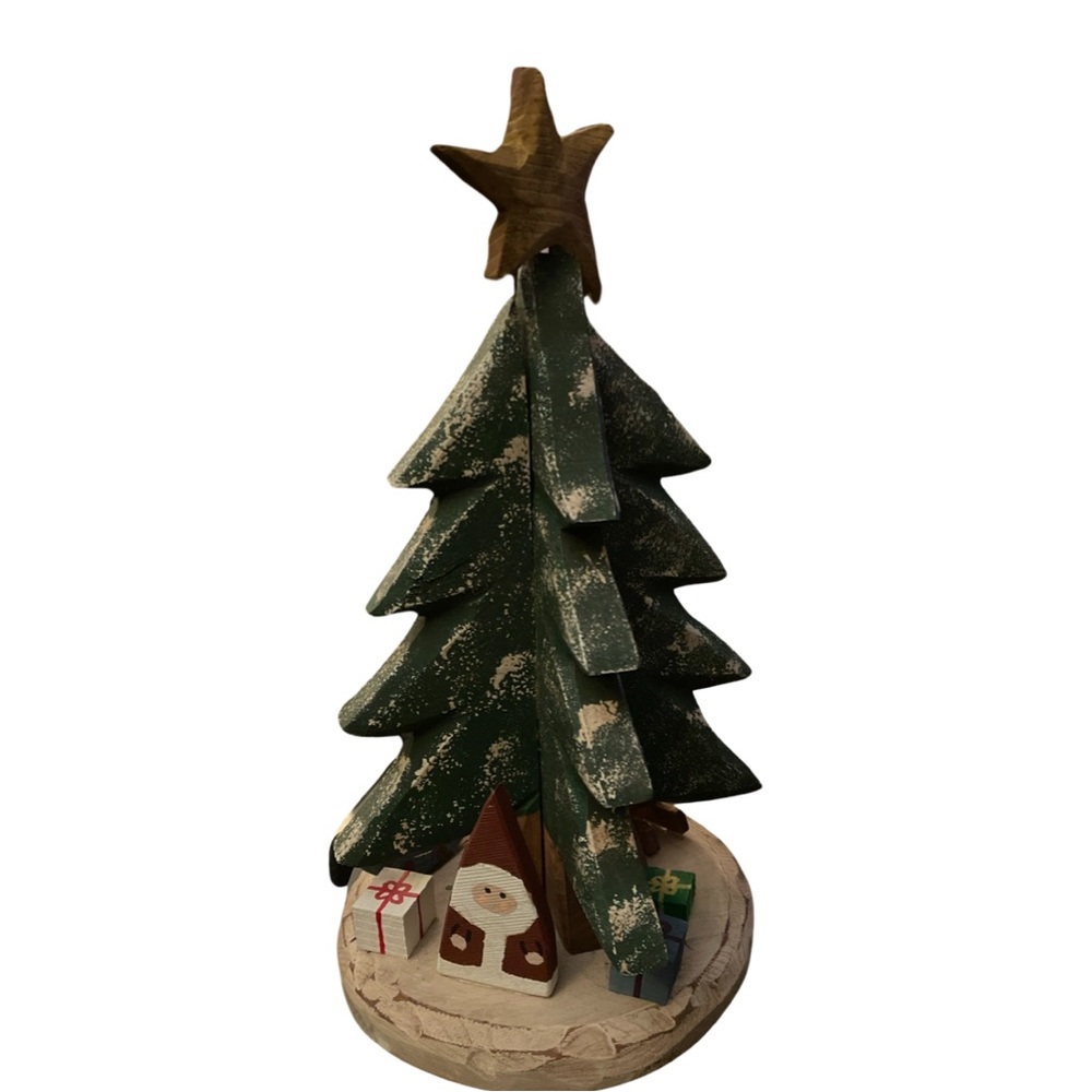 Wood Christmas Tree Decoration Decor Handmade/Crafted Rustic 11.5”- Signed 2003